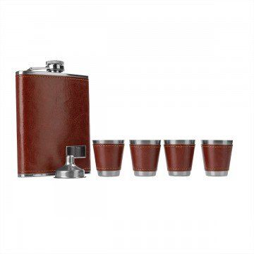 Набор фляжка 240 мл плюс 4 стопки, кожа