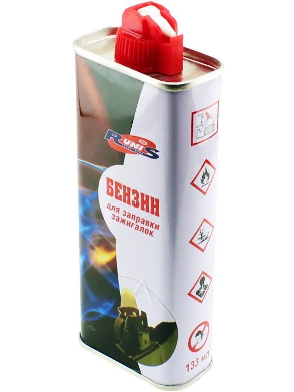 Бензин для заправки зажигалок высокоочищенный в жестяной таре с дозатором, 133 мл