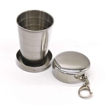 Стакан складной MINI c крышкой и креплением для брелка