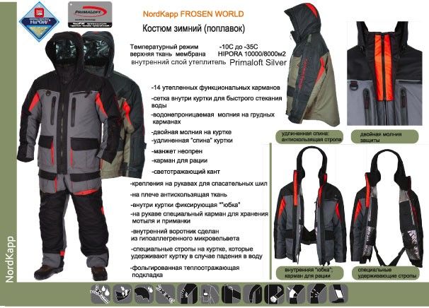 Костюм-поплавок Nordkapp Frozen World зимний, цвет: хаки, серый, коричневый