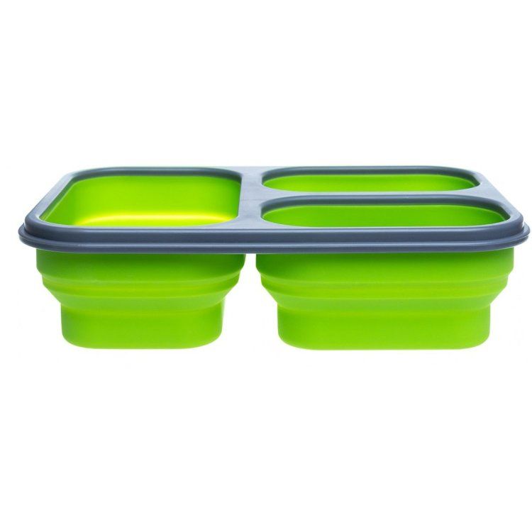 Контейнер силиконовый складной 3 отсека с ловилкой