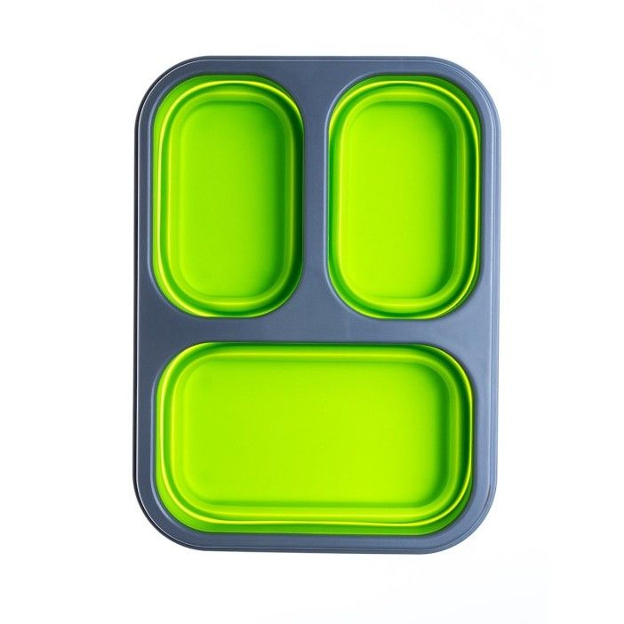Контейнер силиконовый складной 3 отсека с ловилкой