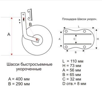 Колеса транцевые, быстросъёмные, укороченные