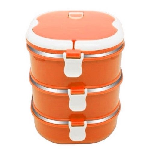 Термоконтейнер квадратный 2,1 литра, оранжевый, зеленый, фуксия