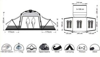 Палатка 6 местная Envision 4+2 CAMP