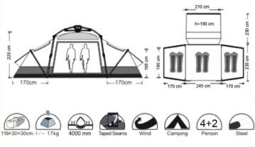 Палатка 6 местная Envision 4+2 CAMP