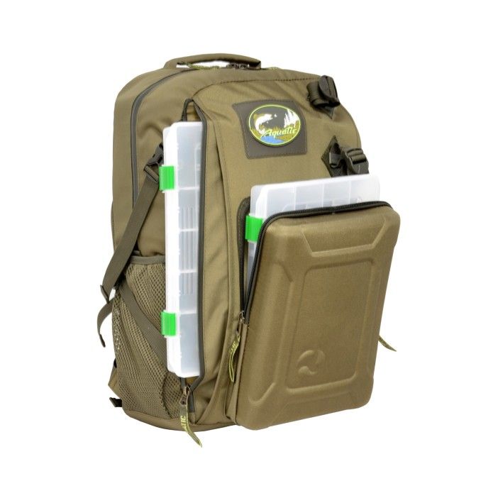 Рюкзак РК-02 рыболовный с коробками FisherBox Aquatic, синий, серый, хаки