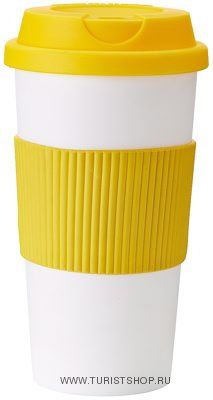 Кружка с крышкой желтая