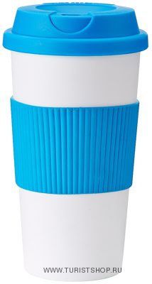 Кружка с крышкой голубая