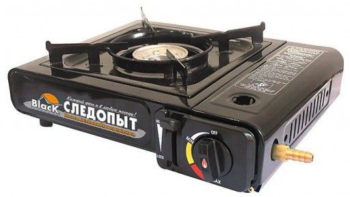Плита настольная газовая СЛЕДОПЫТ Black с переходником