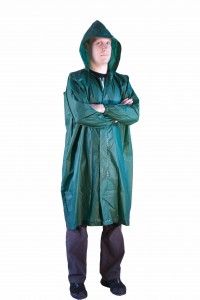 Плащ-дождевик PEVA, зеленый, черный