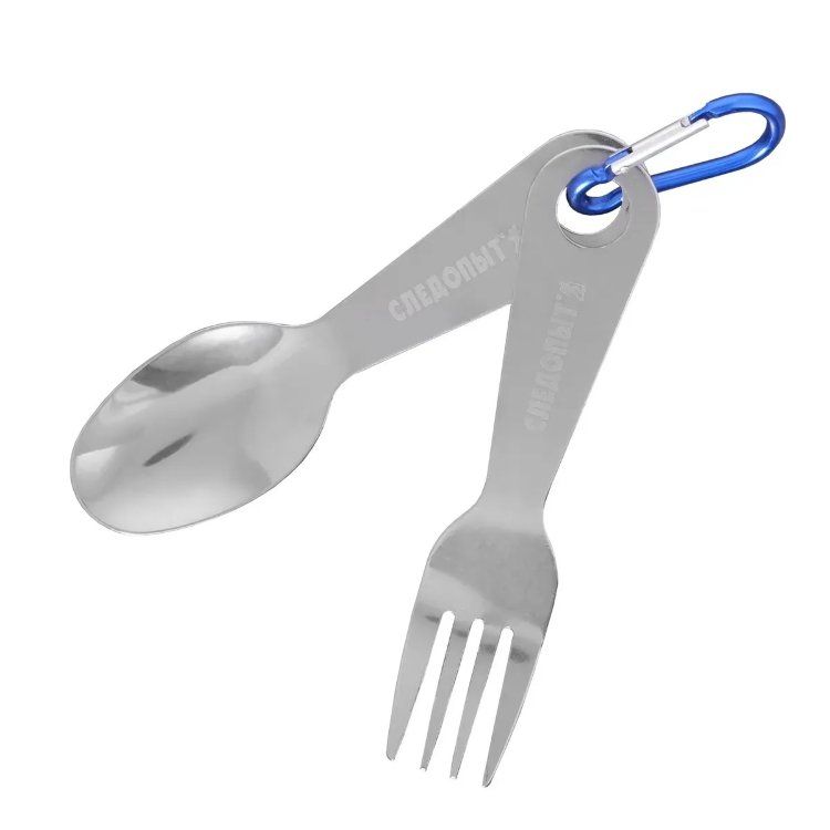 Набор столовых приборов СЛЕДОПЫТ на карабине (ложка, вилка)