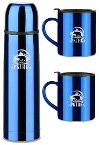 Термос 1000 мл с двумя термокружками 300 мл АРКТИКА