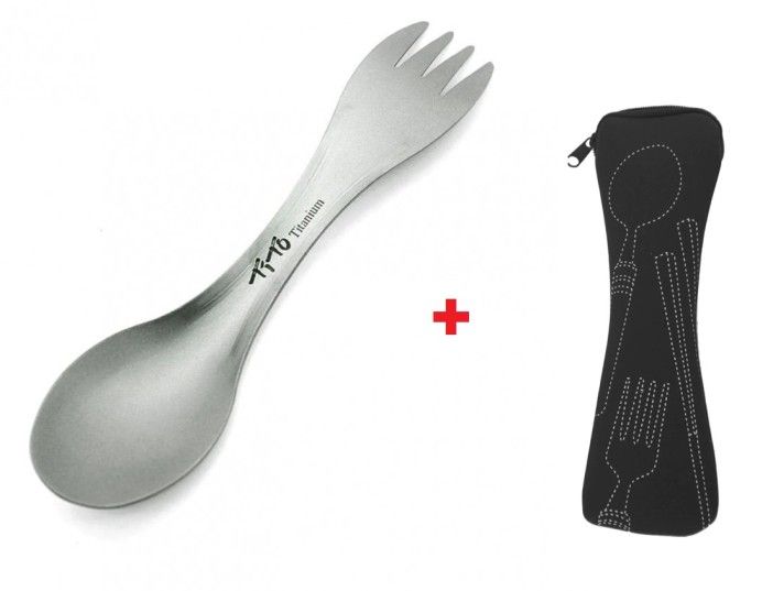 Ловилка - ложка-вилка походная двухсторонняя титановая Spork Titanium