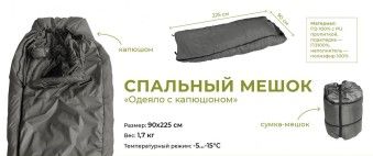 Спальник одеяло с капюшоном SM -5-15C