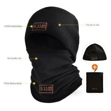 Шапка и Бафф (шарф-маска) 5.11 Tactical, зимний набор из флиса, черный, серый, оливковый, синий