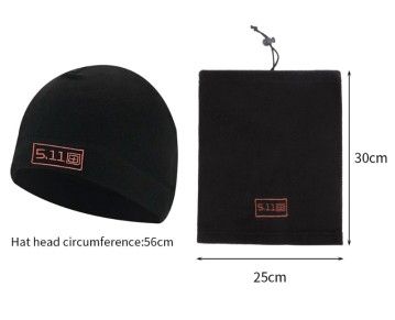 Шапка и Бафф (шарф-маска) 5.11 Tactical, зимний набор из флиса, черный, серый, оливковый, синий