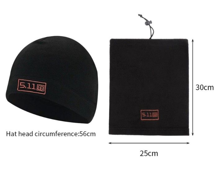 Шапка и Бафф (шарф-маска) 5.11 Tactical, зимний набор из флиса, черный, серый, оливковый, синий