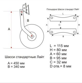 Колеса транцевые, складные, стандартные Лайт