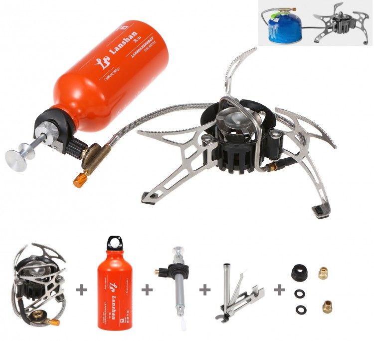 Мультитопливная портативная горелка плита (бензин, газ, спирт, дизельное топливо)