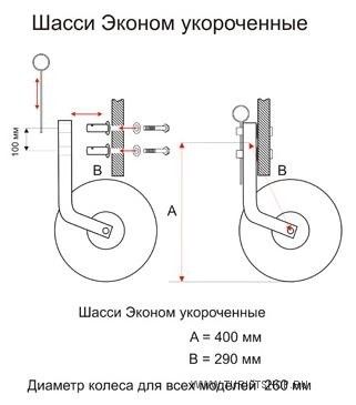Транцевые колеса, съёмные укороченные