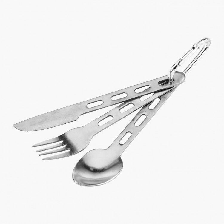 Столовый набор ложка, вилка, нож с карабином