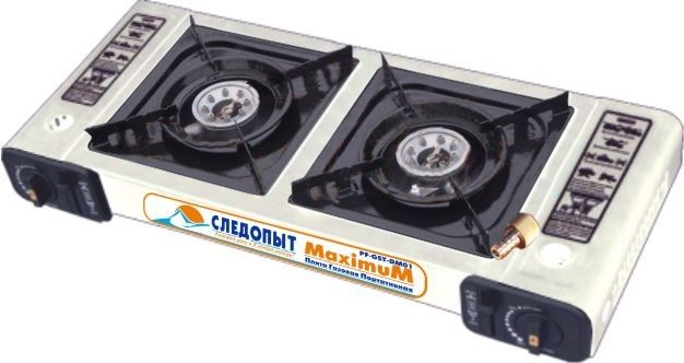 Плита газовая СЛЕДОПЫТ MaximuM, двойная с переходником