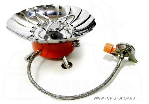 Туристическая газовая горелка с топливным рукавом